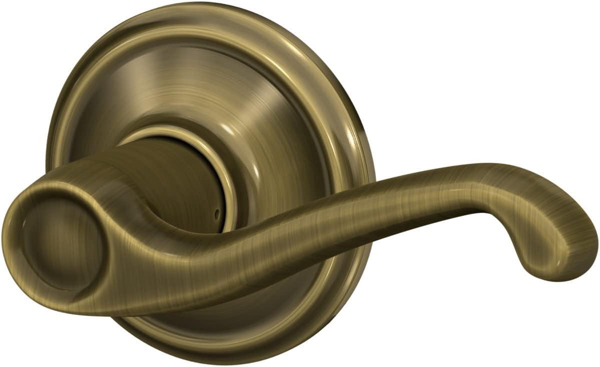 image:imageSchlage F10 FLA 609 Flair Door Lever Hall amp Closet Passage Lock Antique BrassStandard