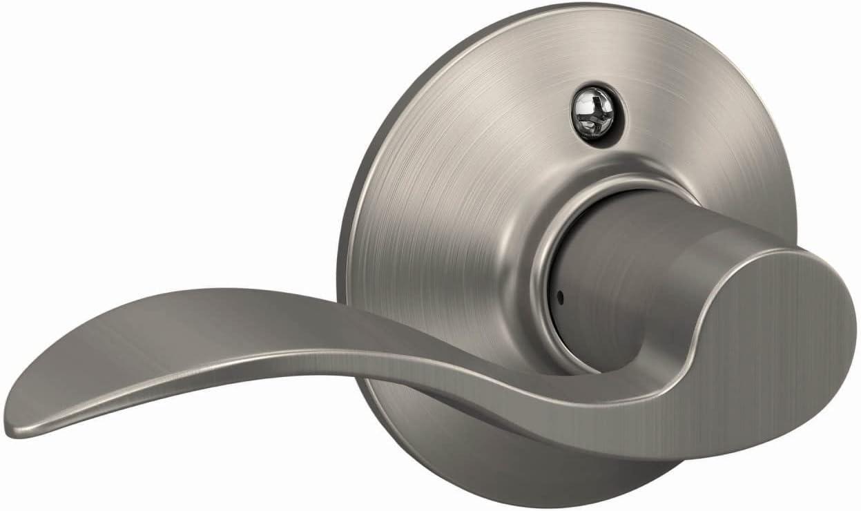 image:imageSchlage F10 V ACC 619 Accent Door Lever Hall amp Closet Passage Lock Pack of 1 Satin NickelSatin Nickel