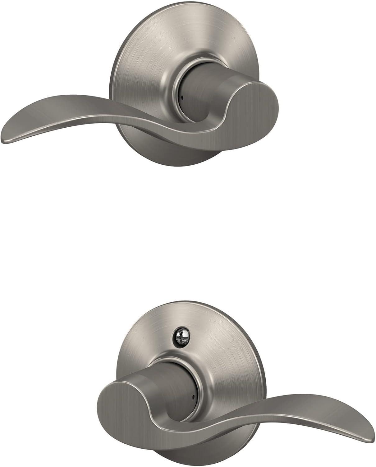 image:imageSchlage F10 V ACC 619 Accent Door Lever Hall amp Closet Passage Lock Pack of 1 Satin NickelSatin Nickel