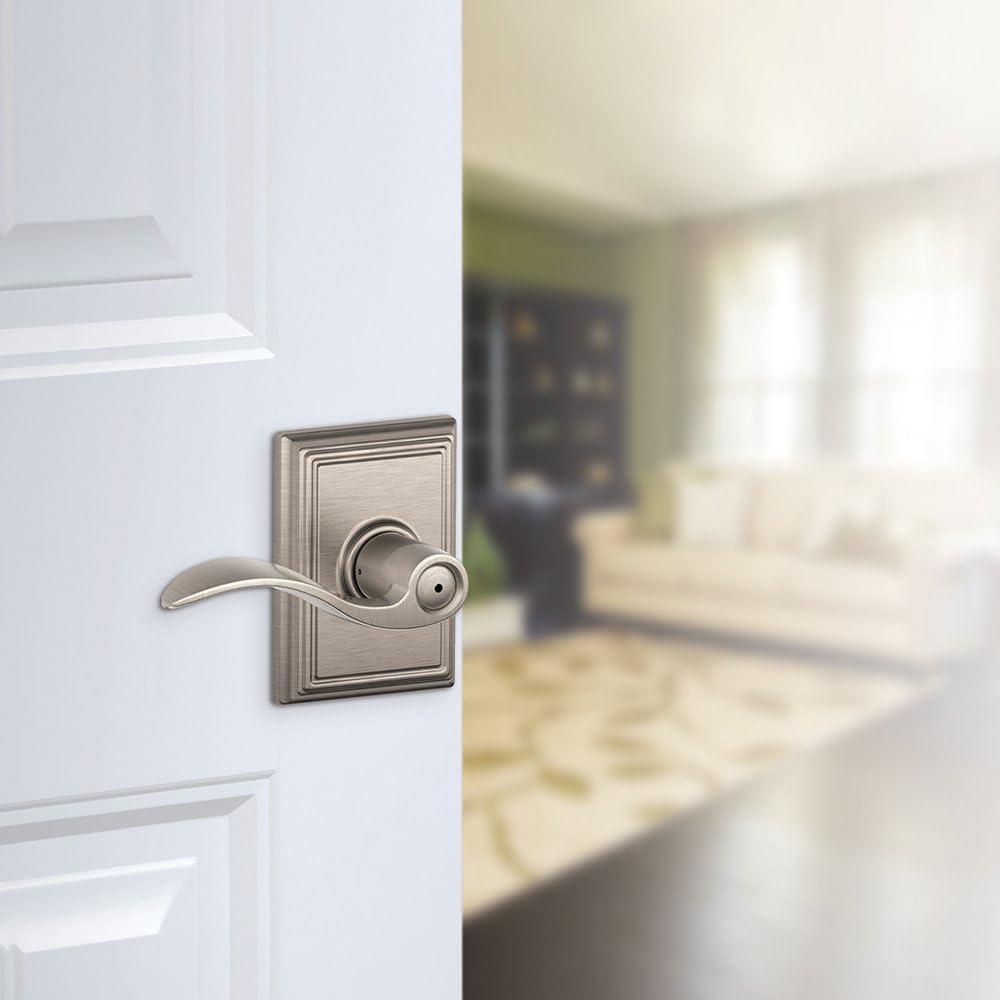 image:imageSchlage F40 ACC 619 ADD Accent Door Lever with Addison Trim Bed amp Bath Privacy Lock Satin NickelPrivacy