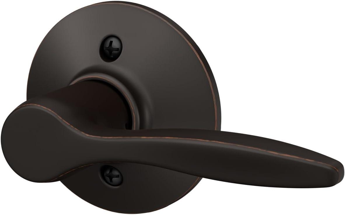 image:imageSchlage F40 DEL 608 Delfayo Door Lever with Standard Trim Bed amp Bath Privacy Lock Satin BrassAged Bronze