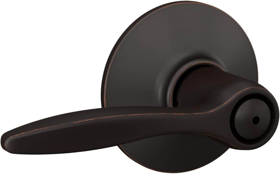 image:imageSchlage F40 DEL 608 Delfayo Door Lever with Standard Trim Bed amp Bath Privacy Lock Satin BrassAged Bronze
