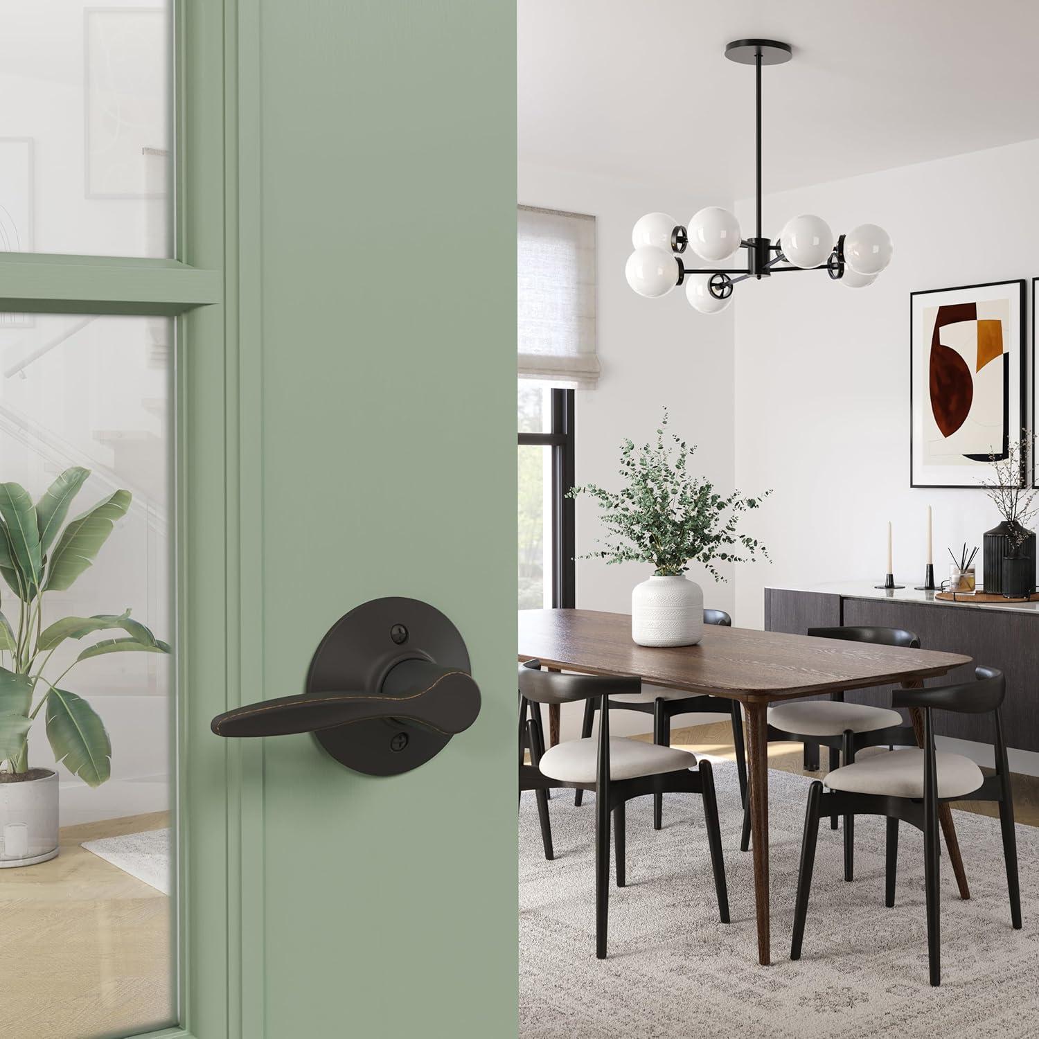 image:imageSchlage F40 DEL 608 Delfayo Door Lever with Standard Trim Bed amp Bath Privacy Lock Satin BrassAged Bronze