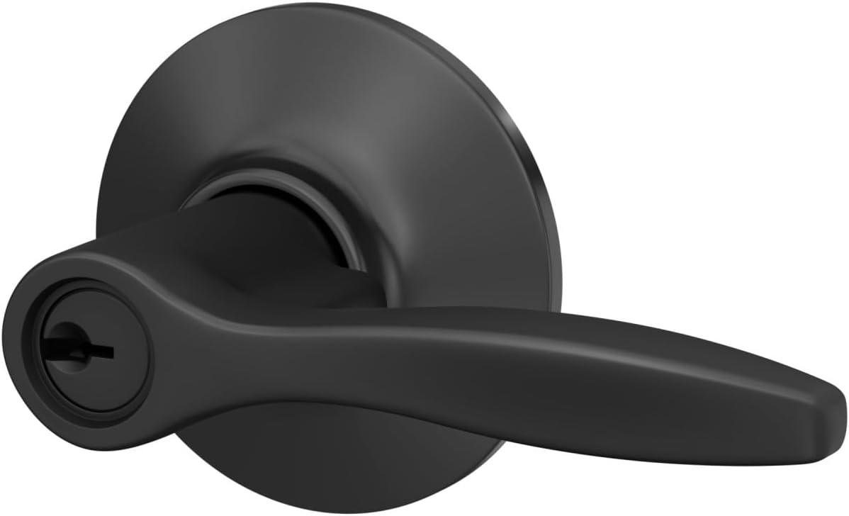 image:imageSchlage F40 DEL 608 Delfayo Door Lever with Standard Trim Bed amp Bath Privacy Lock Satin BrassMatte Black