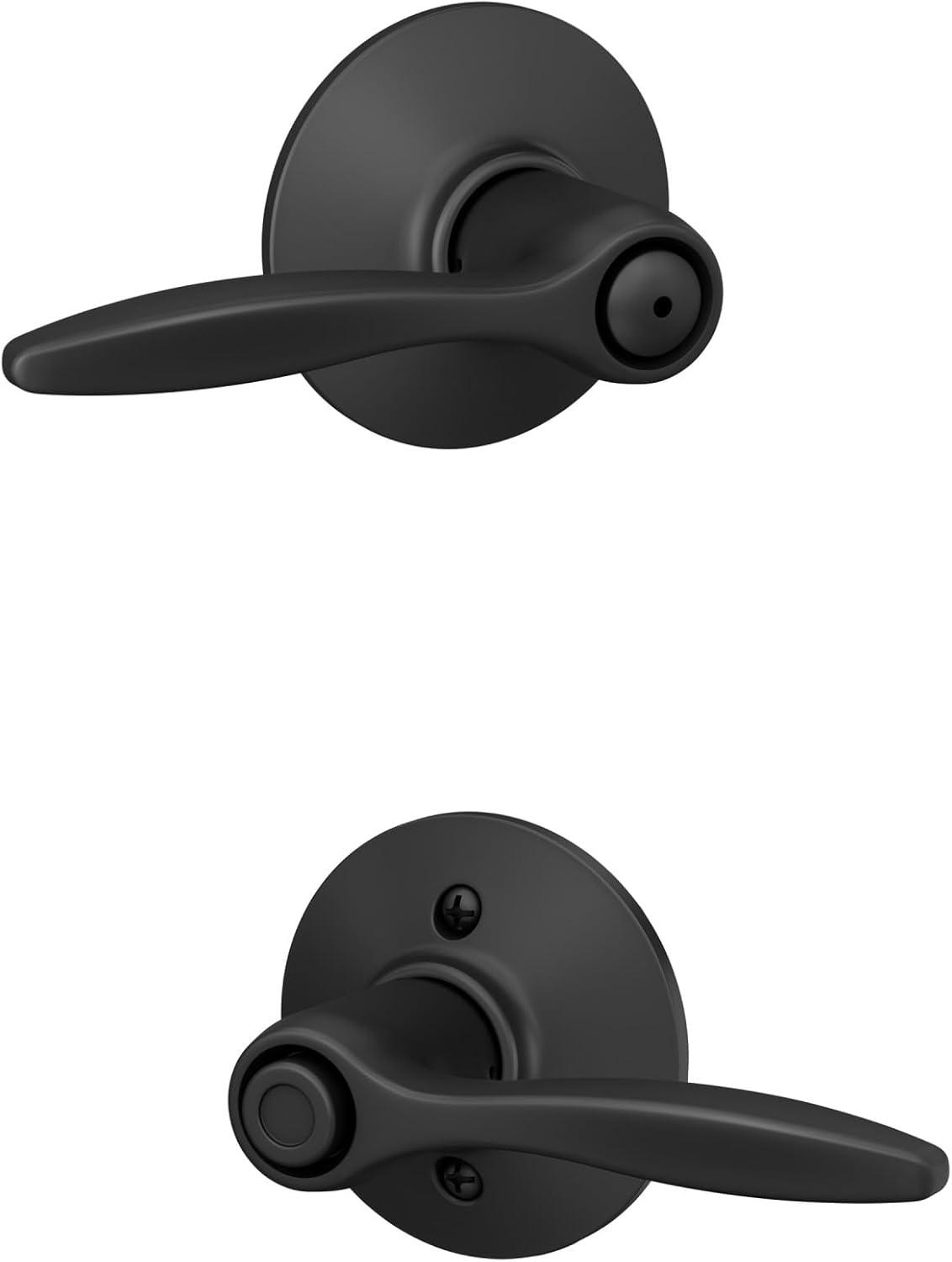 image:imageSchlage F40 DEL 608 Delfayo Door Lever with Standard Trim Bed amp Bath Privacy Lock Satin BrassMatte Black