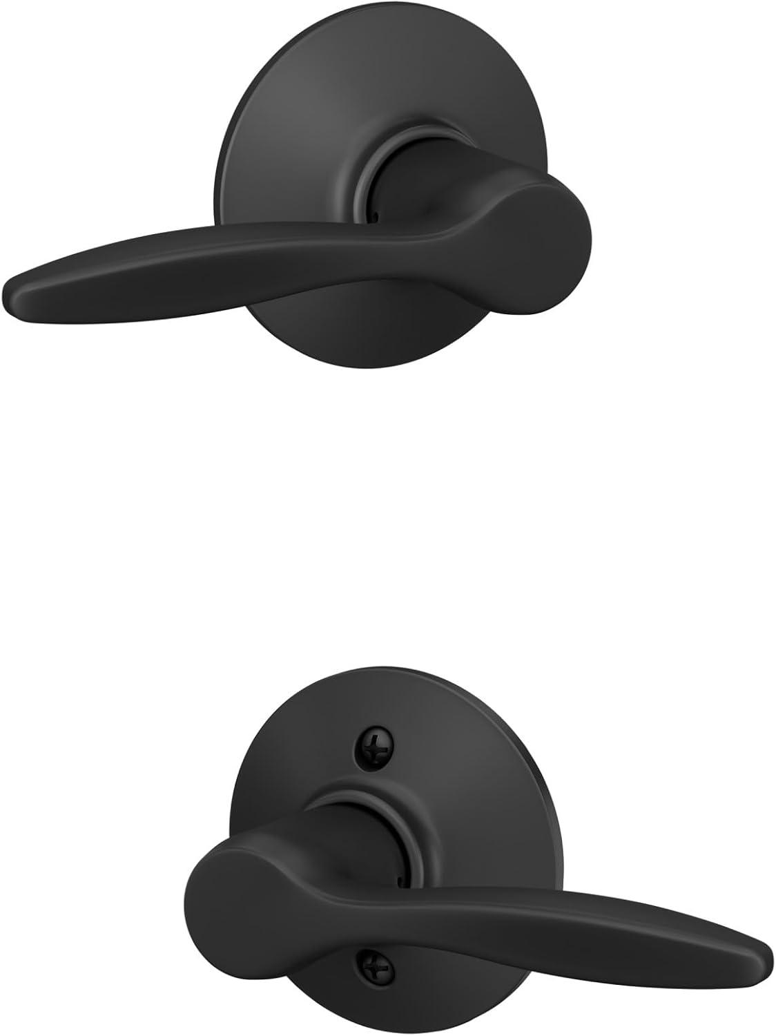 image:imageSchlage F40 DEL 608 Delfayo Door Lever with Standard Trim Bed amp Bath Privacy Lock Satin BrassMatte Black