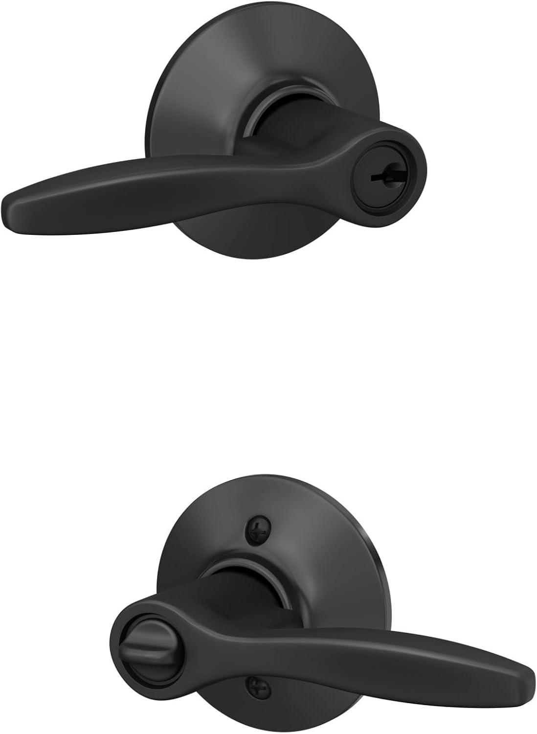 image:imageSchlage F40 DEL 608 Delfayo Door Lever with Standard Trim Bed amp Bath Privacy Lock Satin BrassMatte Black