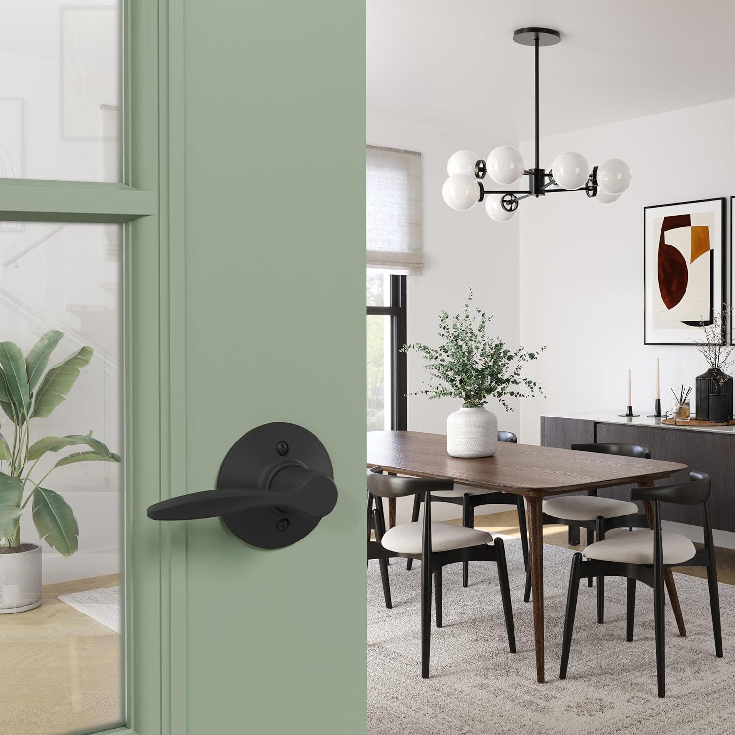 image:imageSchlage F40 DEL 608 Delfayo Door Lever with Standard Trim Bed amp Bath Privacy Lock Satin BrassMatte Black