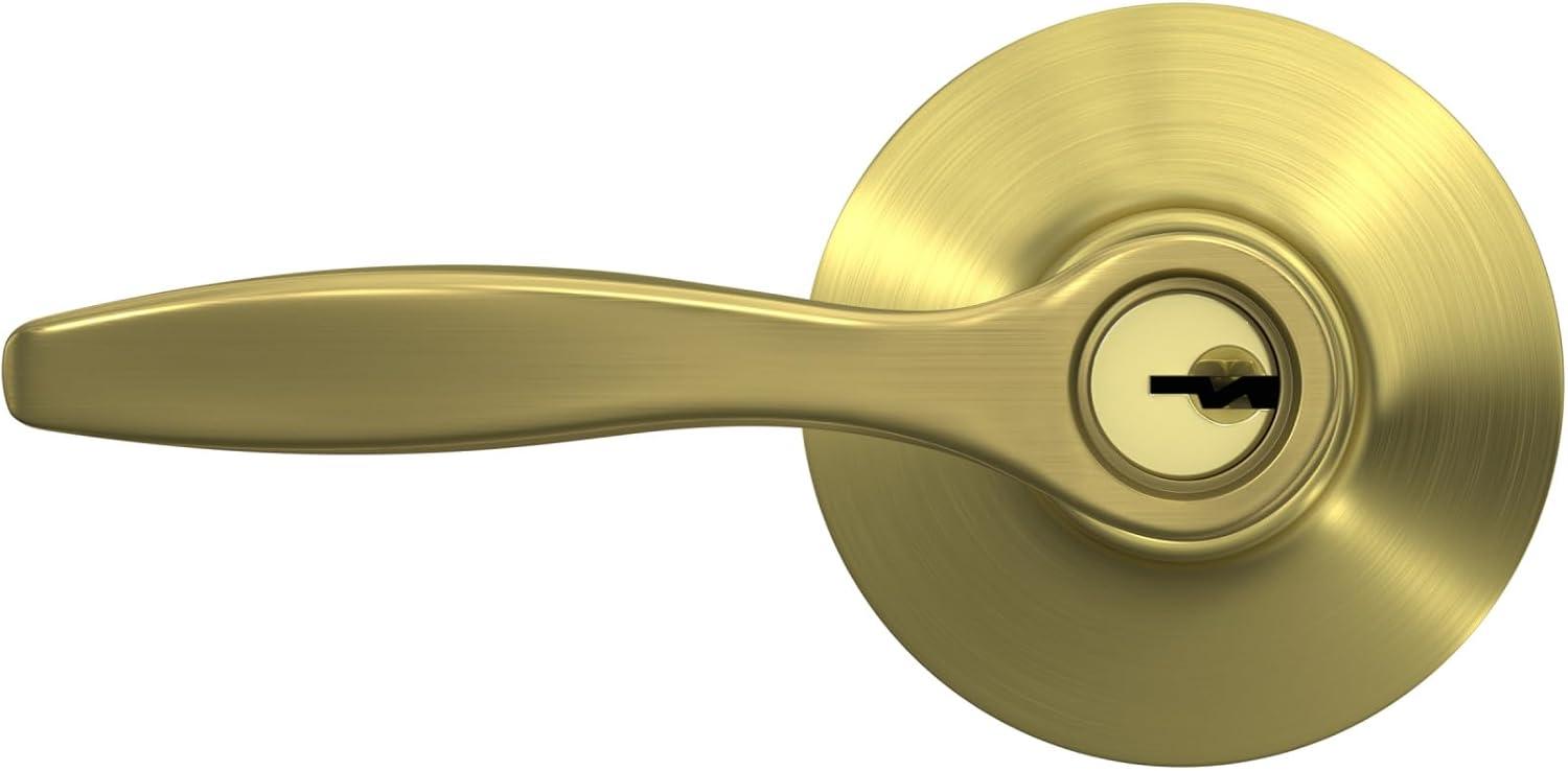 image:imageSchlage F40 DEL 608 Delfayo Door Lever with Standard Trim Bed amp Bath Privacy Lock Satin BrassSatin Brass
