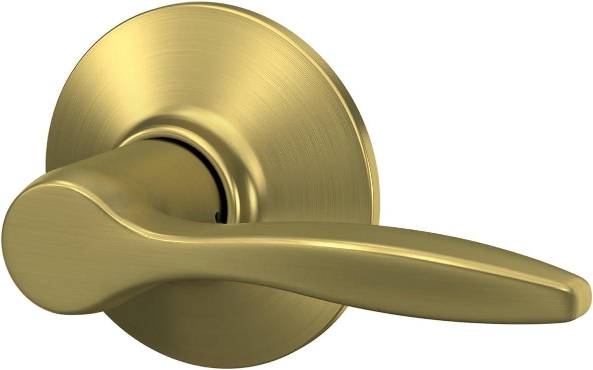 image:imageSchlage F40 DEL 608 Delfayo Door Lever with Standard Trim Bed amp Bath Privacy Lock Satin BrassSatin Brass