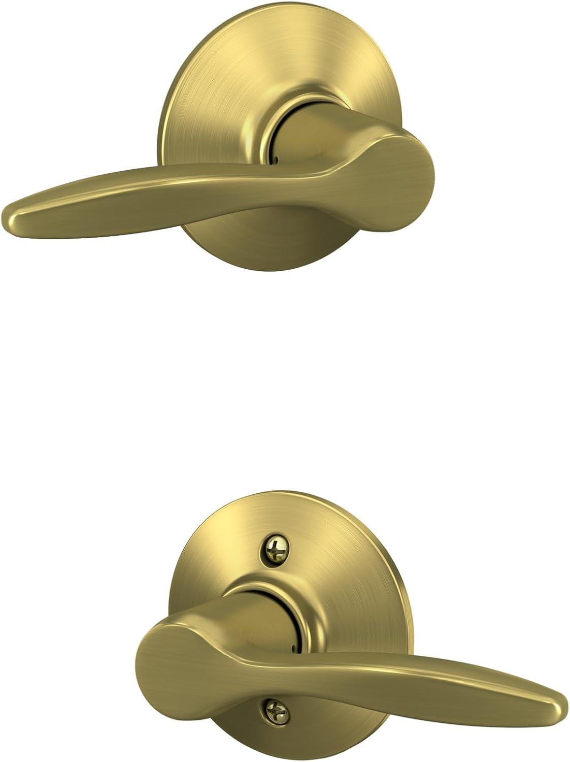 image:imageSchlage F40 DEL 608 Delfayo Door Lever with Standard Trim Bed amp Bath Privacy Lock Satin BrassSatin Brass
