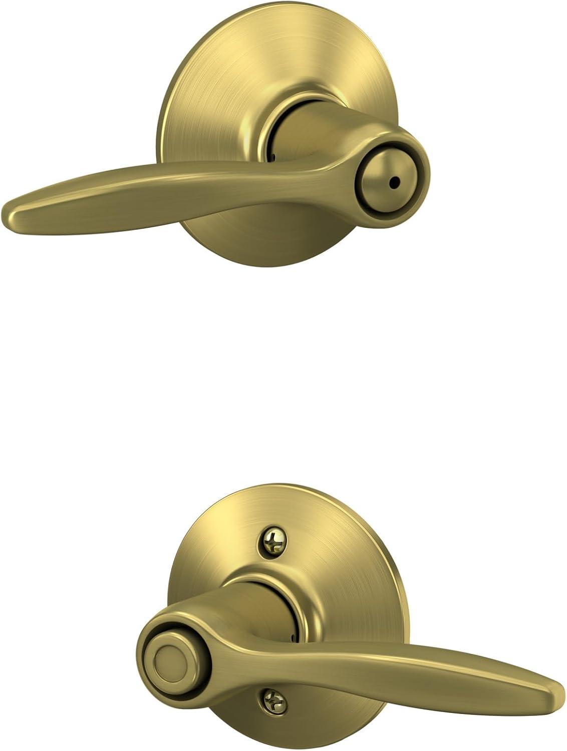 image:imageSchlage F40 DEL 608 Delfayo Door Lever with Standard Trim Bed amp Bath Privacy Lock Satin BrassSatin Brass