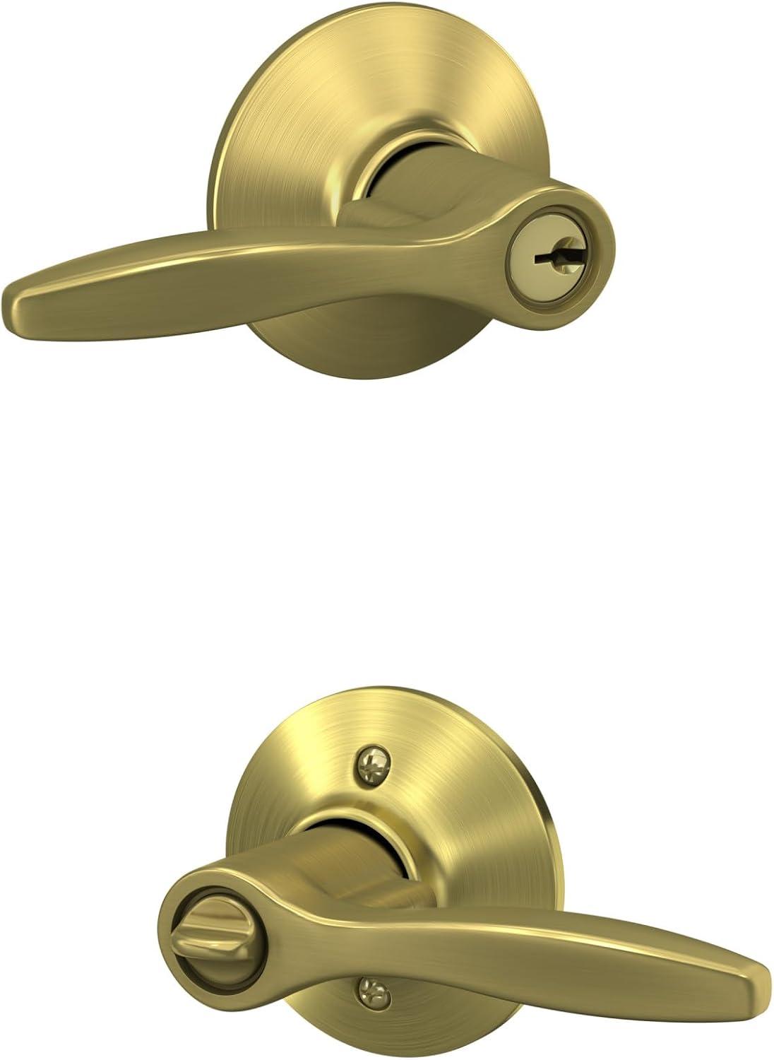 image:imageSchlage F40 DEL 608 Delfayo Door Lever with Standard Trim Bed amp Bath Privacy Lock Satin BrassSatin Brass