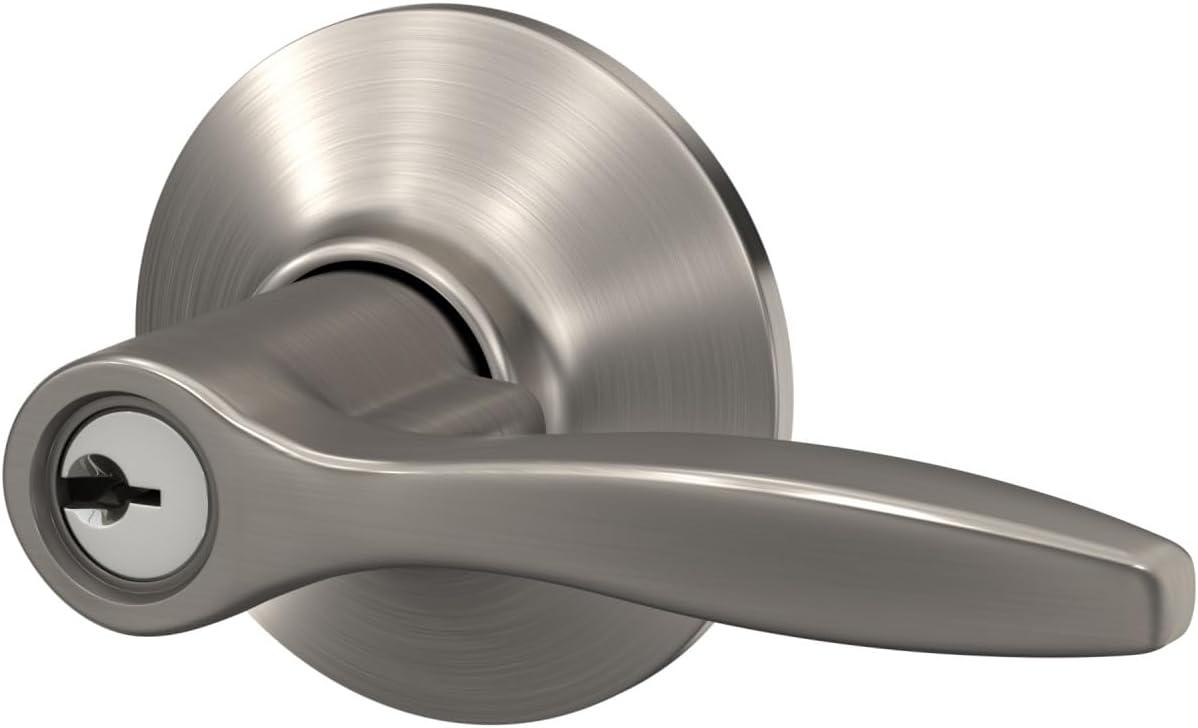 image:imageSchlage F40 DEL 608 Delfayo Door Lever with Standard Trim Bed amp Bath Privacy Lock Satin BrassSatin Nickel