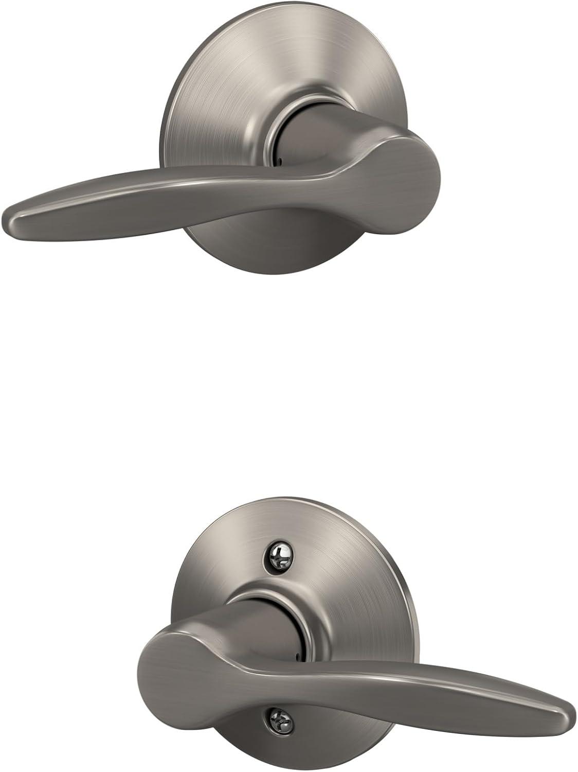 image:imageSchlage F40 DEL 608 Delfayo Door Lever with Standard Trim Bed amp Bath Privacy Lock Satin BrassSatin Nickel