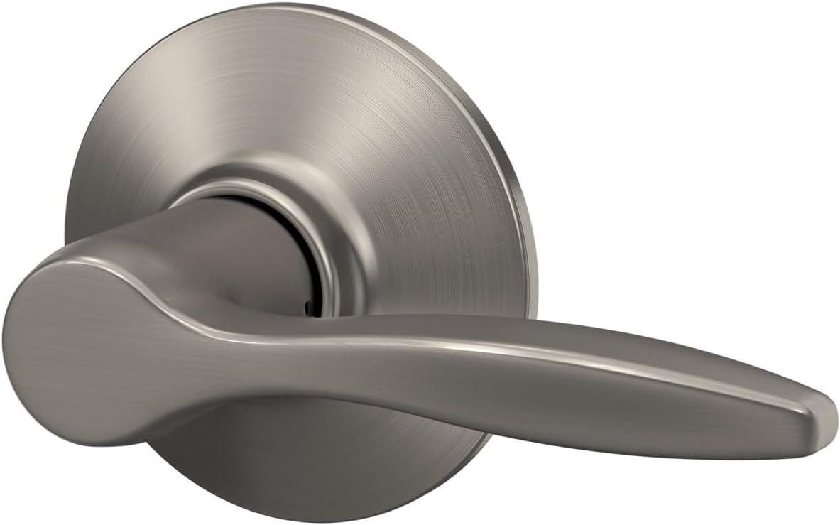 image:imageSchlage F40 DEL 608 Delfayo Door Lever with Standard Trim Bed amp Bath Privacy Lock Satin BrassSatin Nickel