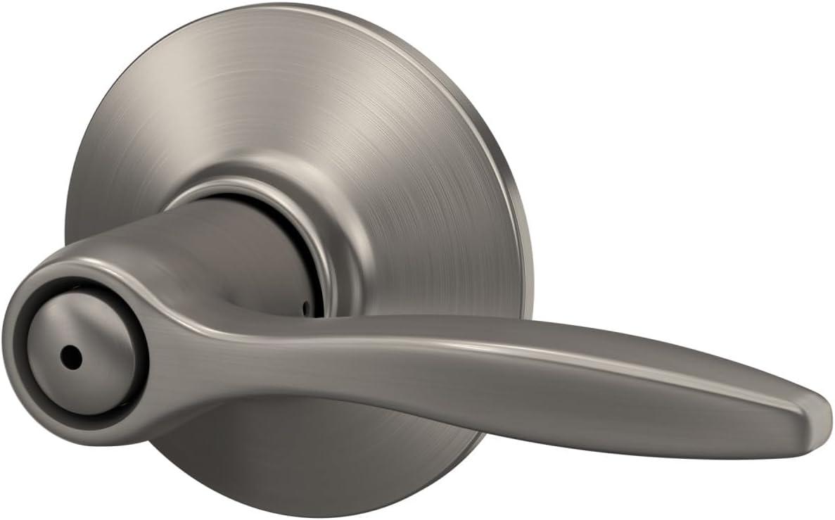 image:imageSchlage F40 DEL 608 Delfayo Door Lever with Standard Trim Bed amp Bath Privacy Lock Satin BrassSatin Nickel