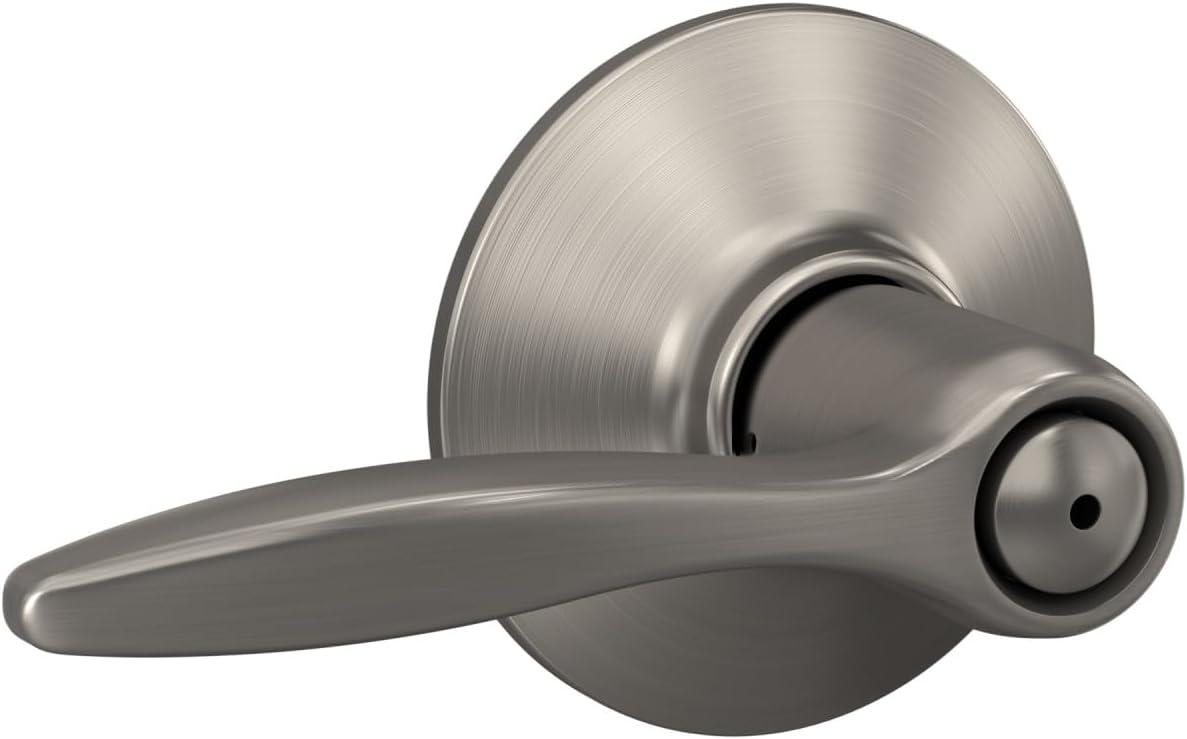 image:imageSchlage F40 DEL 608 Delfayo Door Lever with Standard Trim Bed amp Bath Privacy Lock Satin BrassSatin Nickel