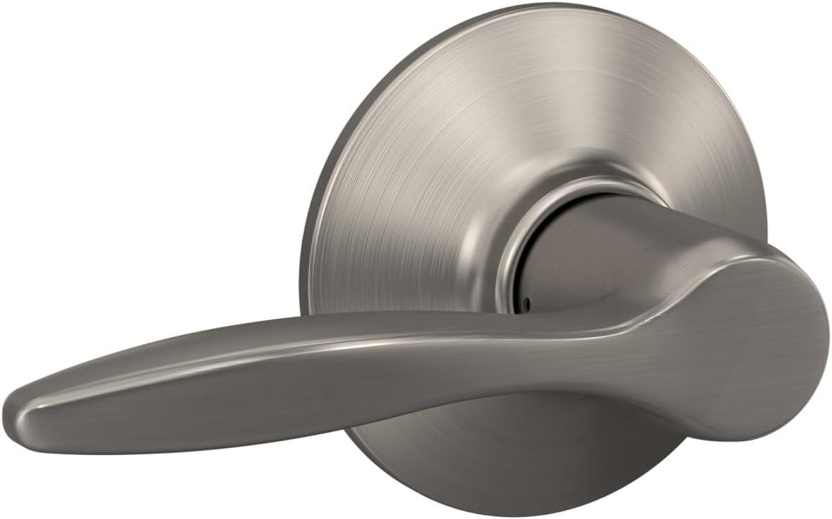 image:imageSchlage F40 DEL 608 Delfayo Door Lever with Standard Trim Bed amp Bath Privacy Lock Satin BrassSatin Nickel