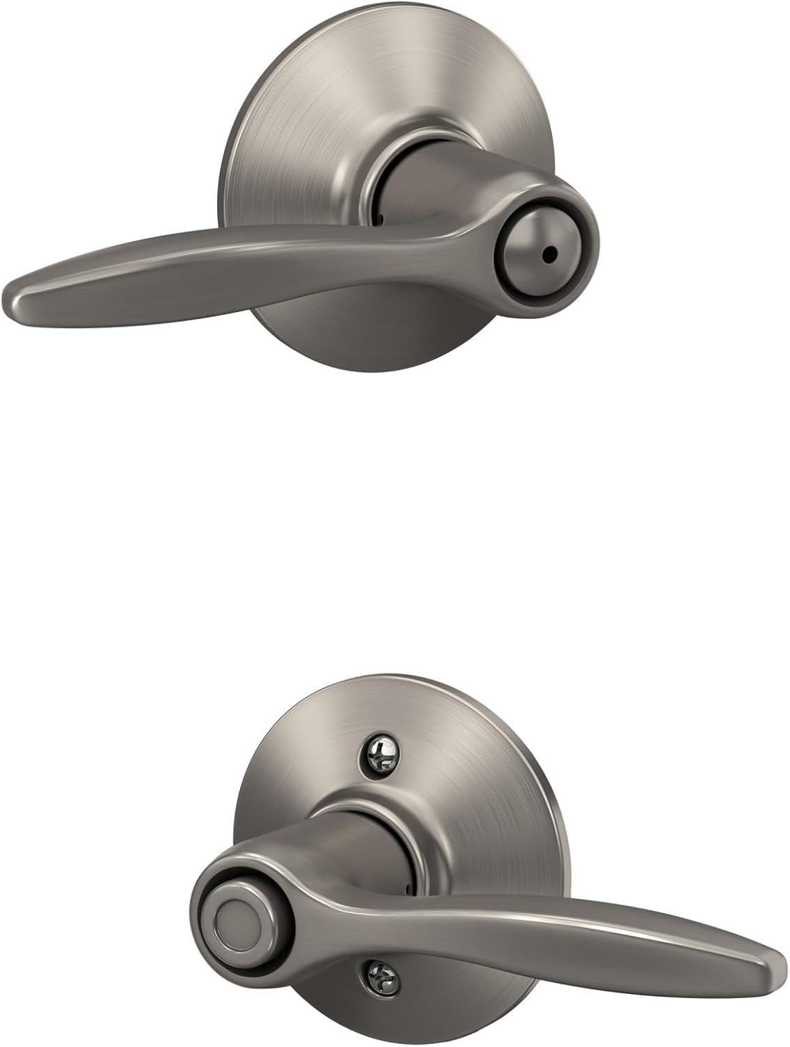 image:imageSchlage F40 DEL 608 Delfayo Door Lever with Standard Trim Bed amp Bath Privacy Lock Satin BrassSatin Nickel