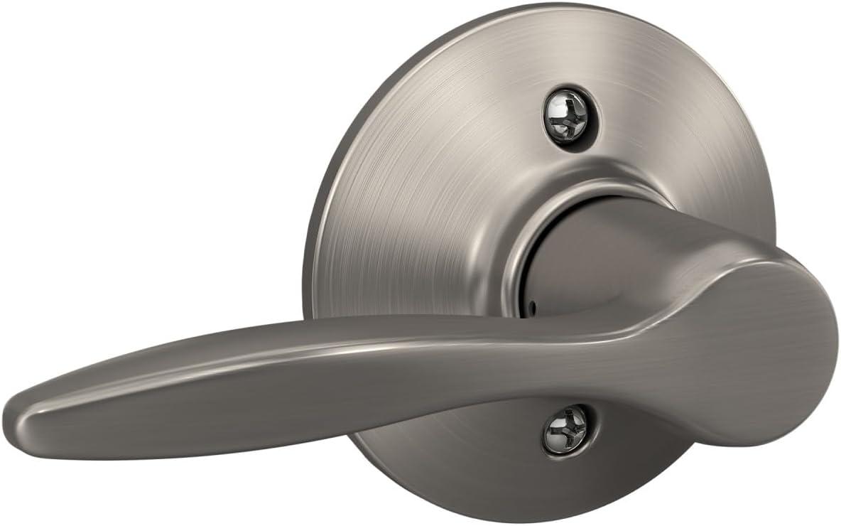 image:imageSchlage F40 DEL 608 Delfayo Door Lever with Standard Trim Bed amp Bath Privacy Lock Satin BrassSatin Nickel