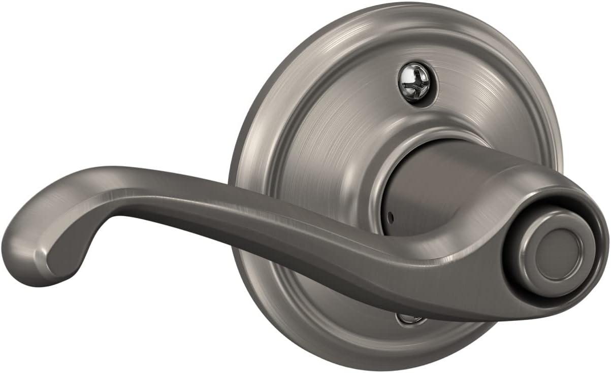 image:imageSchlage F40 FLA 619 Flair Door Lever Bed amp Bath Privacy Lock Satin NickelStandard