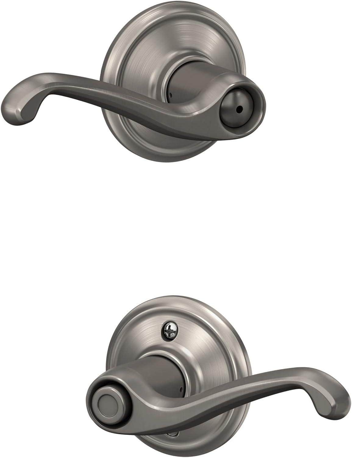 image:imageSchlage F40 FLA 619 Flair Door Lever Bed amp Bath Privacy Lock Satin NickelStandard