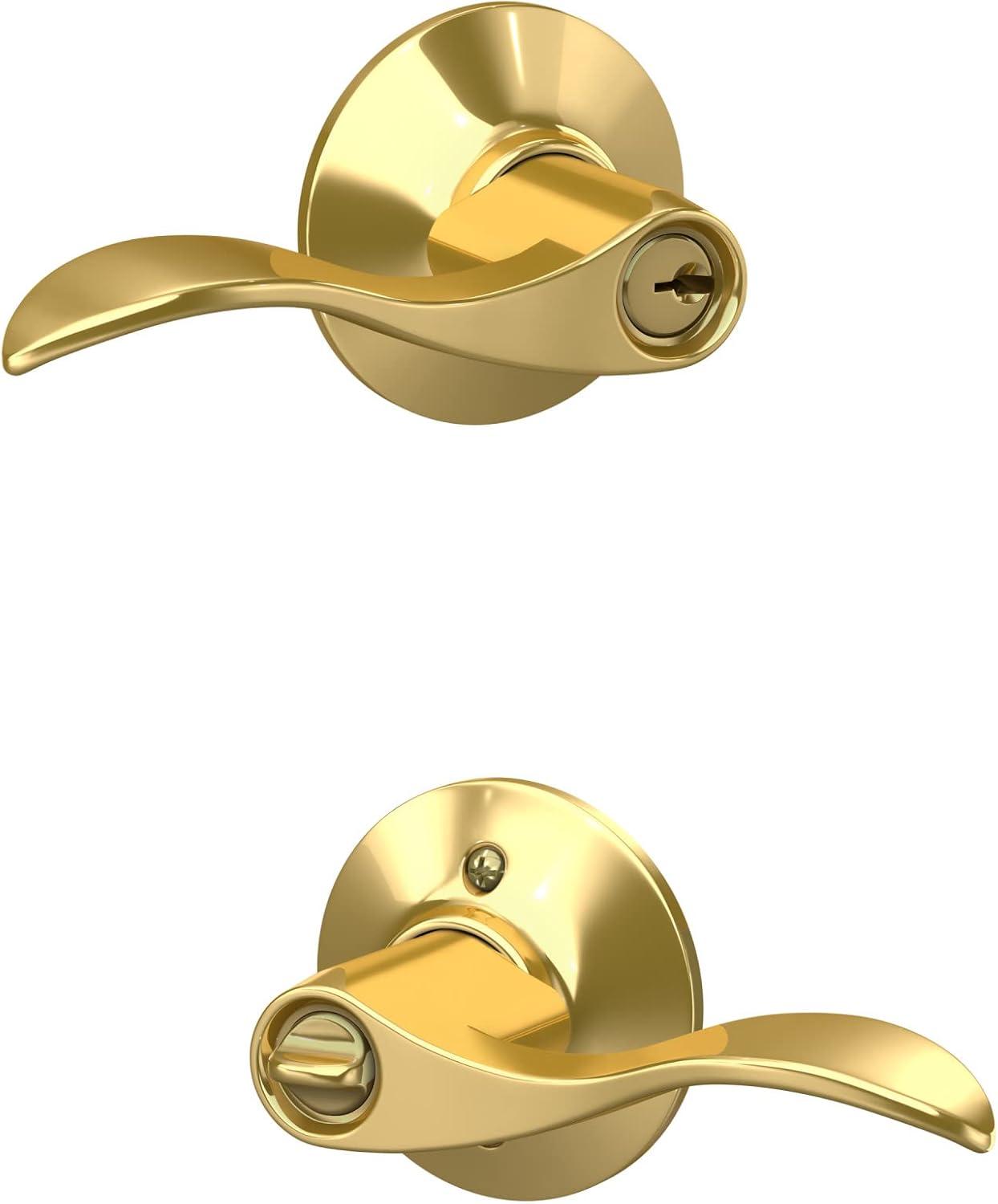 image:imageSchlage F51A ACC 505 Accent Door Lever Keyed Entry Lock Bright BrassPack of 1