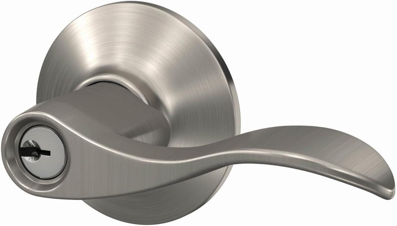 image:imageSchlage F51A ACC 619 Accent Door Lever Keyed Entry Lock Satin NickelKeyed Entry