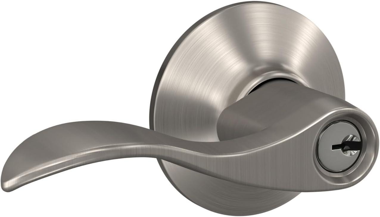 image:imageSchlage F51A ACC 619 Accent Door Lever Keyed Entry Lock Satin NickelKeyed Entry