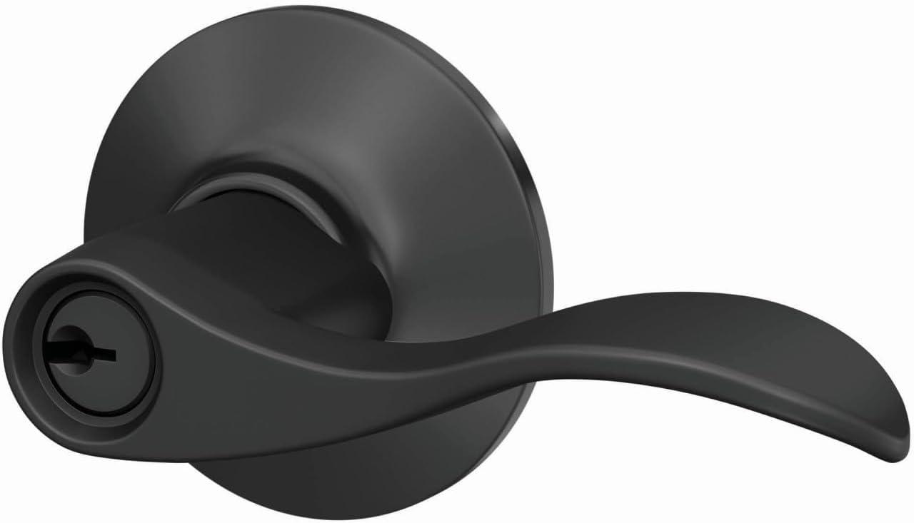 image:imageSchlage F51A ACC 622 Accent Door Lever Keyed Entry Lock Matte BlackKeyed Entry