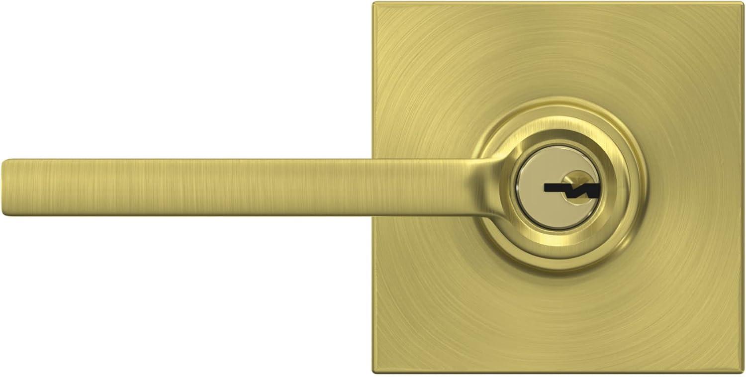 image:imageSchlage F51A LAT 608 COL Latitude Door Lever with Collins Trim Keyed Entry Lock Satin Brass2 Count Pack of 1