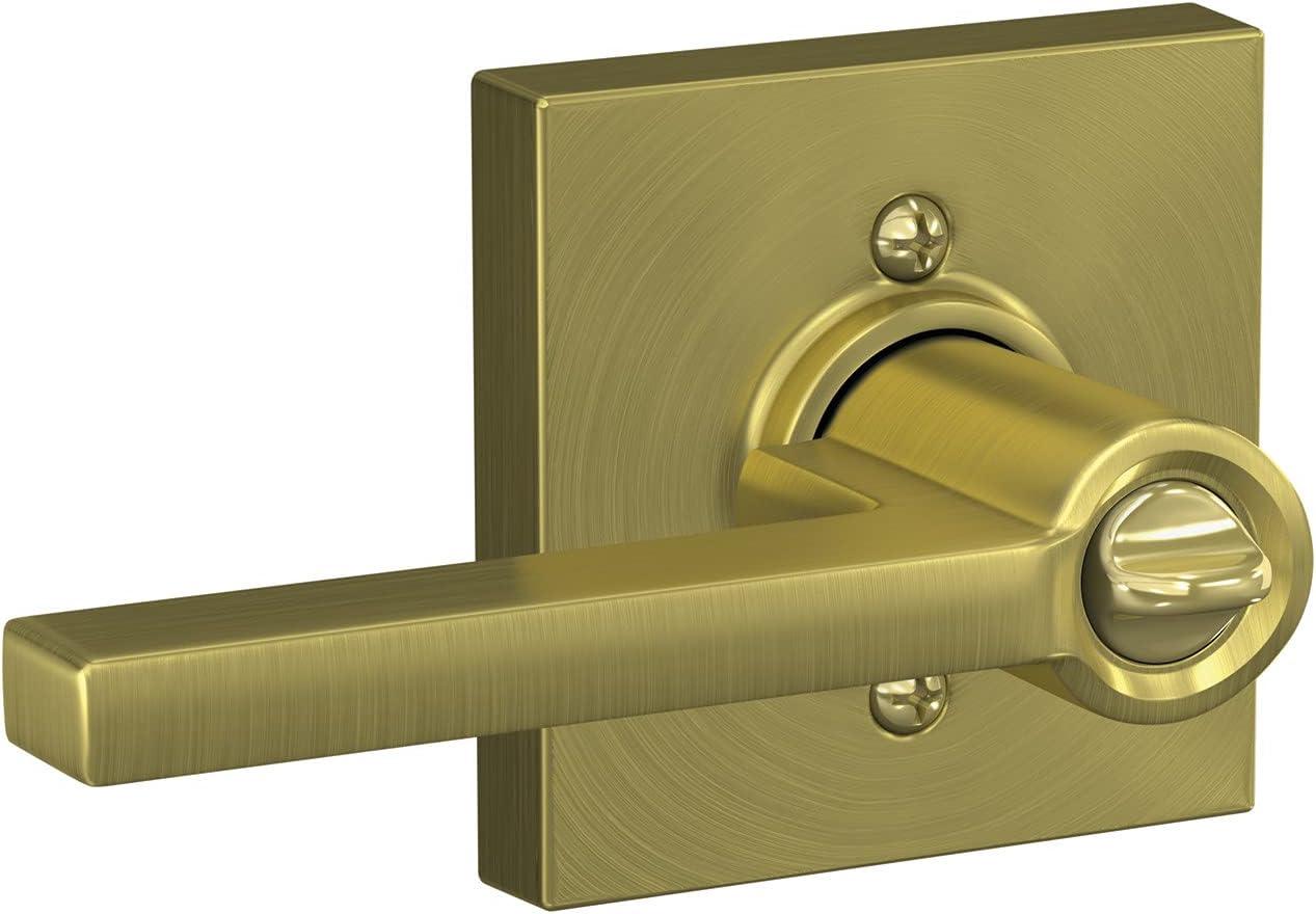 image:imageSchlage F51A LAT 608 COL Latitude Door Lever with Collins Trim Keyed Entry Lock Satin Brass2 Count Pack of 1