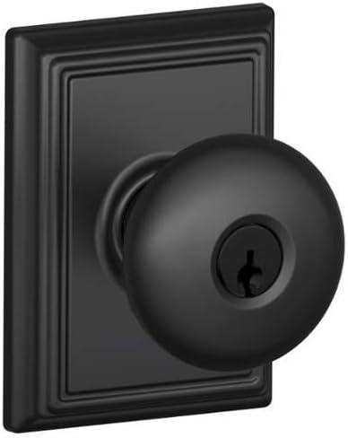 image:imageSchlage F51APLYADD Keyed Entry Plymouth Door Knobset with Decorative Addison R Matte Black