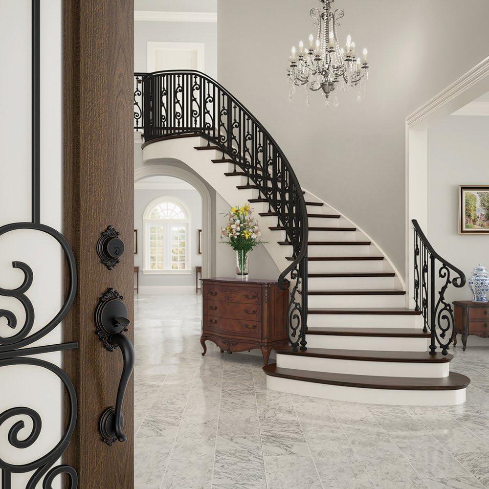 image:imageSchlage F58 BRK 716 Brookshire Exterior Handleset with Deadbolt Aged Bronze Exterior Half OnlyAged Bronze