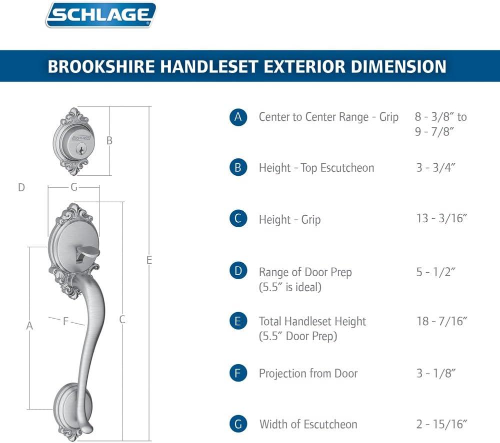 image:imageSchlage F58 BRK 716 Brookshire Exterior Handleset with Deadbolt Aged Bronze Exterior Half OnlyMatte Black