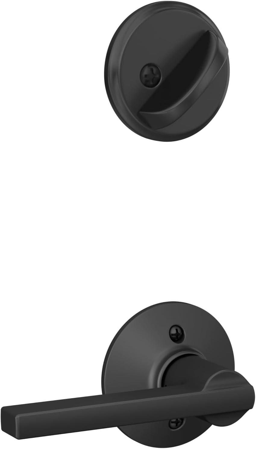 image:imageSchlage FB50 N G LAT 622 Single Cylinder Deadbolt and Keyed Entry Latitude Lever Matte BlackPack of 1