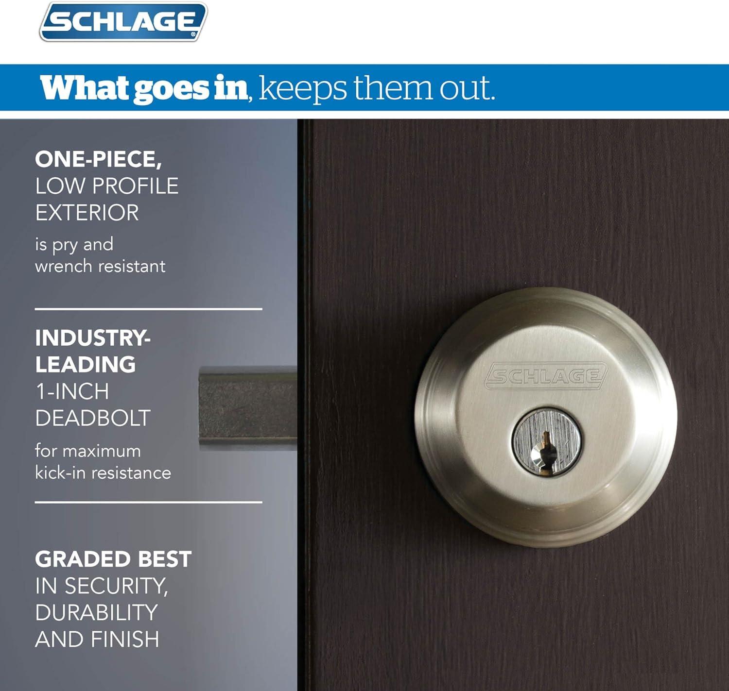 image:imageSchlage FB50 N G LAT 622 Single Cylinder Deadbolt and Keyed Entry Latitude Lever Matte BlackPack of 1