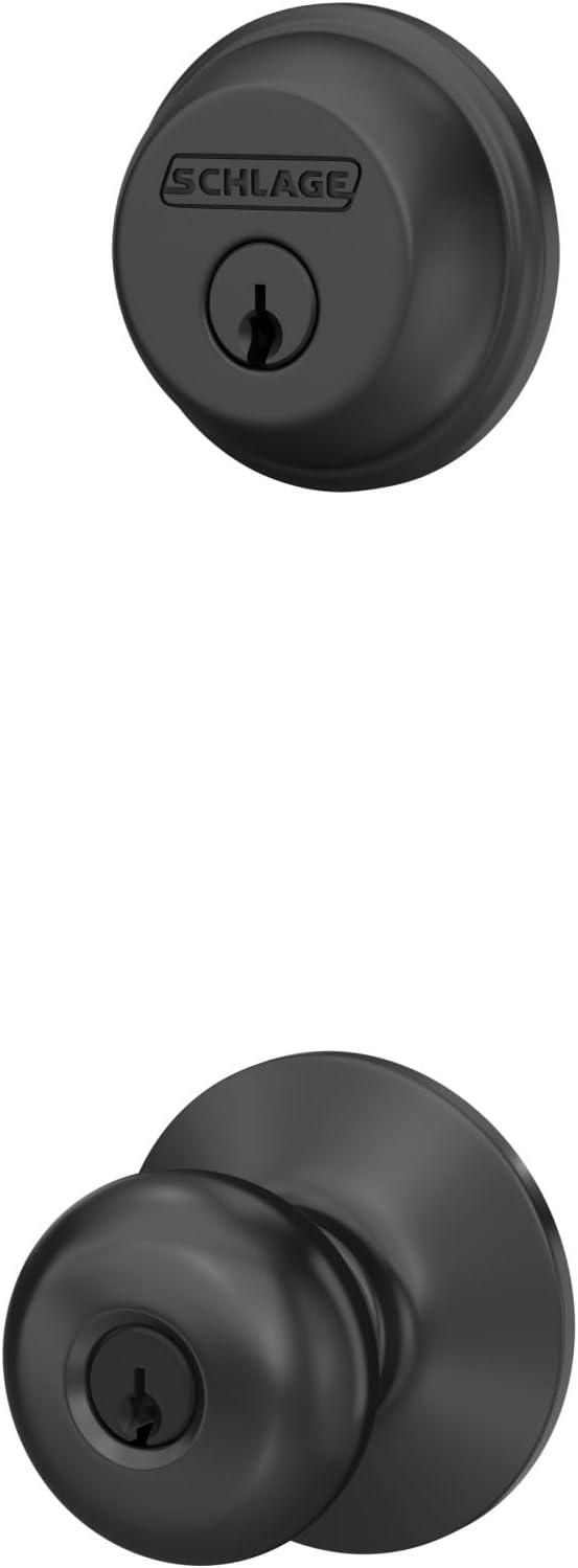 image:imageSchlage FB50 N G PLY 622 Single Cylinder Deadbolt and Keyed Entry Plymouth Knob Matte BlackPack of 1