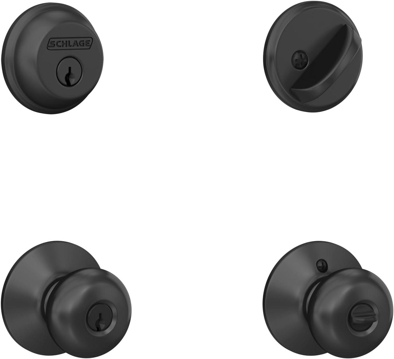 image:imageSchlage FB50 N G PLY 622 Single Cylinder Deadbolt and Keyed Entry Plymouth Knob Matte BlackPack of 1