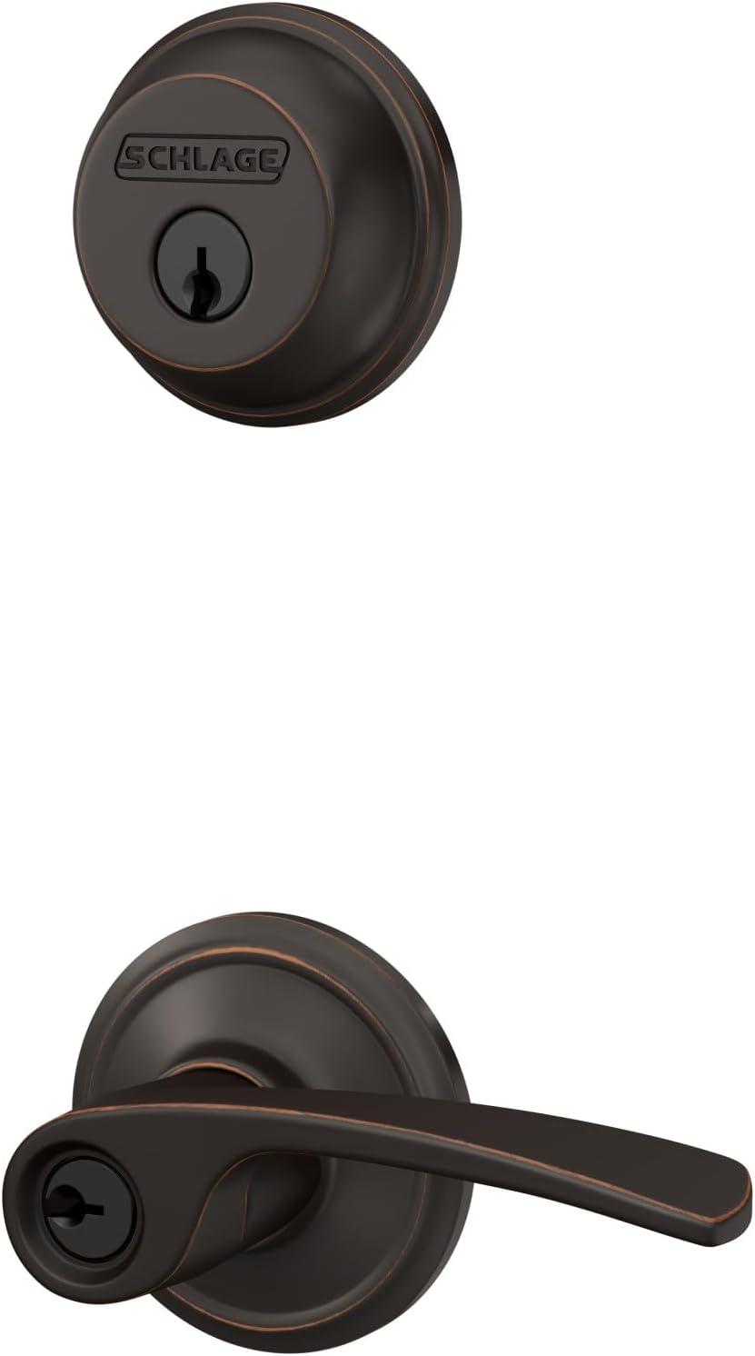 image:imageSchlage FB50 N V MER 716 Single Cylinder Deadbolt and Keyed Entry Merano Lever Aged BronzePack of 1