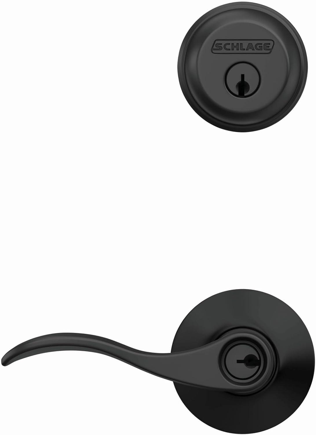 image:imageSchlage FB50N G Acc 622 Single Cylinder Deadbolt and Keyed Entry Accent Lever Matte BlackPack of 1