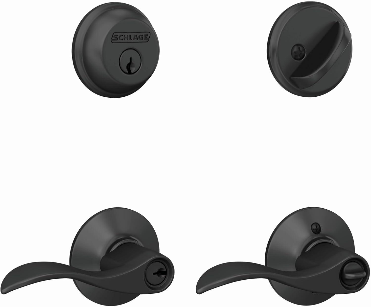 image:imageSchlage FB50N G Acc 622 Single Cylinder Deadbolt and Keyed Entry Accent Lever Matte BlackPack of 1