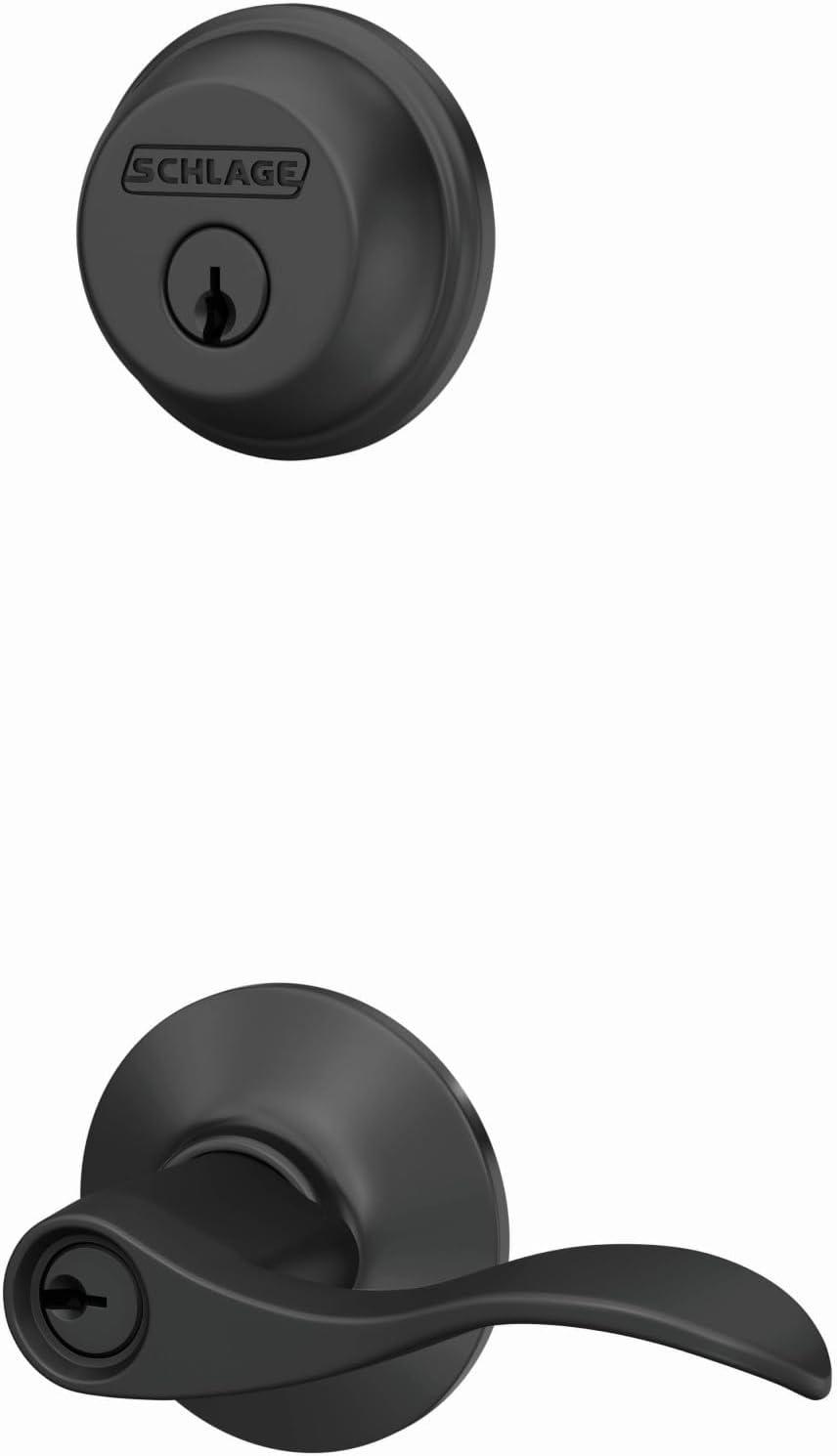 image:imageSchlage FB50N G Acc 622 Single Cylinder Deadbolt and Keyed Entry Accent Lever Matte BlackPack of 1