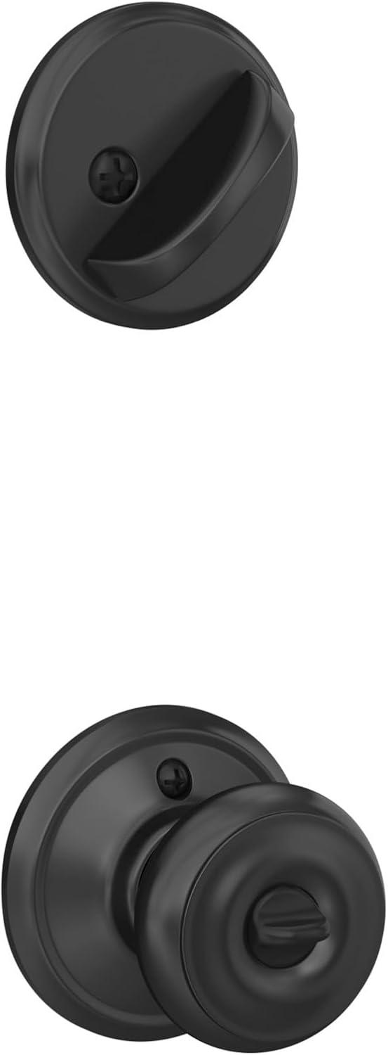 image:imageSchlage FB50N G GEO 622 Single Cylinder Deadbolt and Keyed Entry Georgian Knob Matte BlackPack of 1