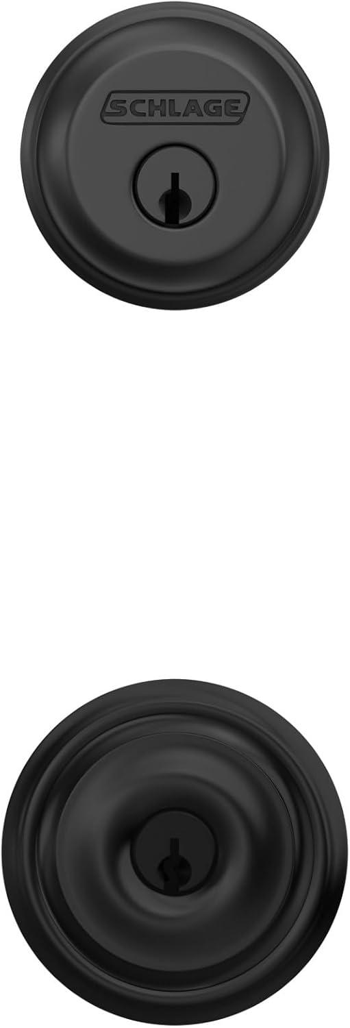 image:imageSchlage FB50N G GEO 622 Single Cylinder Deadbolt and Keyed Entry Georgian Knob Matte BlackPack of 1
