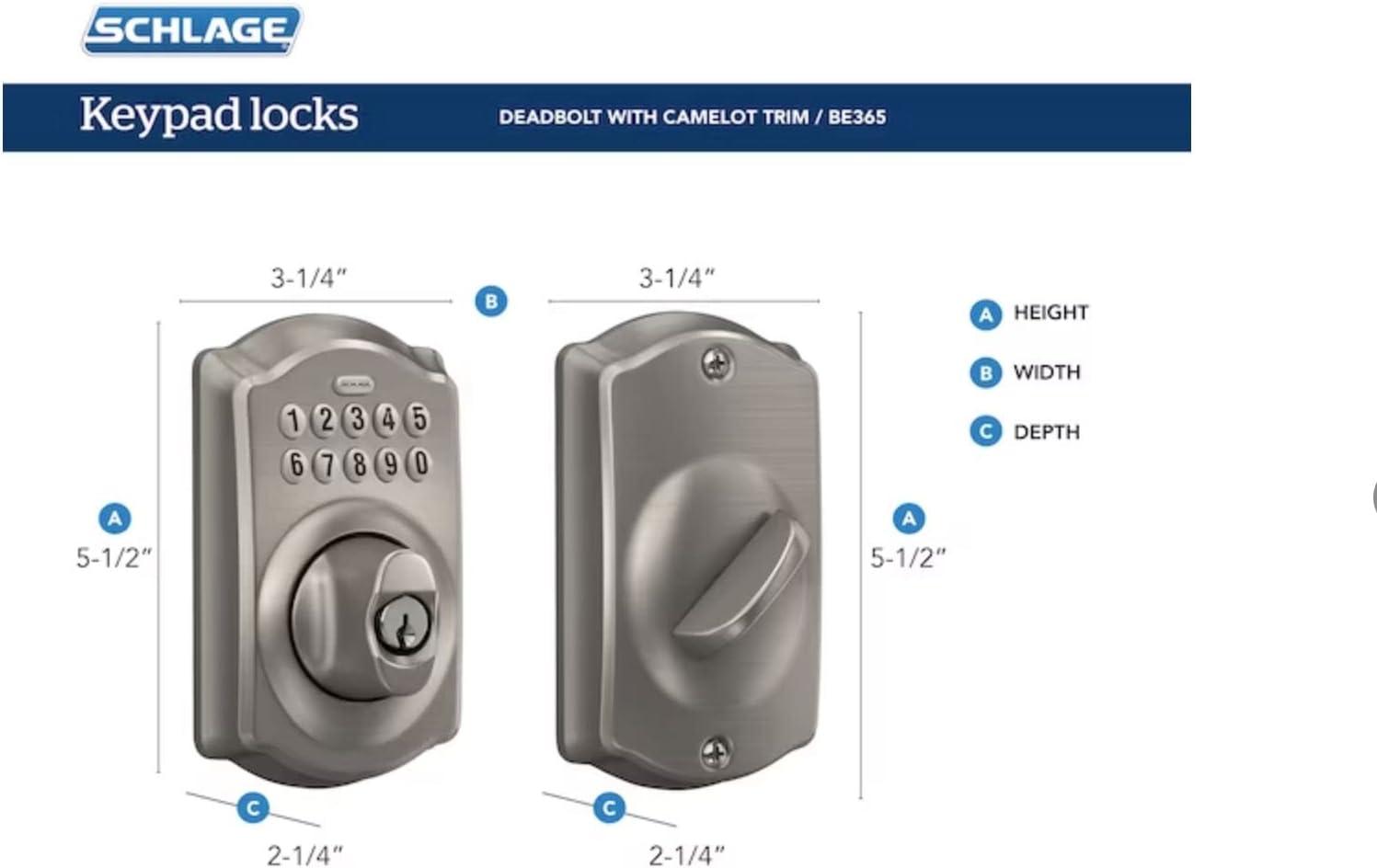 image:imageSchlage FBE365 V CAM 716 Acc Camelot Aged Bronze Electronic Door Lock Deadbolt with Accent Door Lever Combo