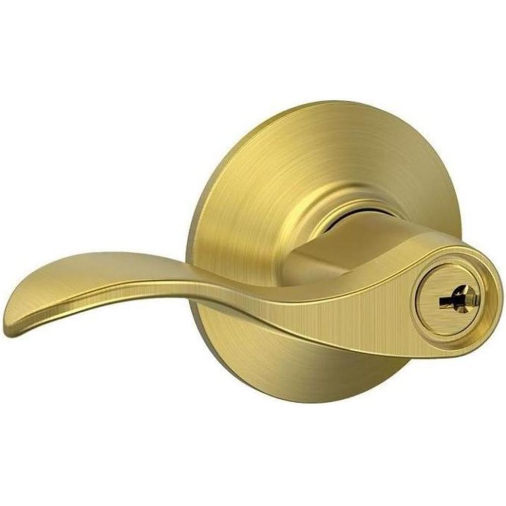 image:imageSCHLAGE Accent Lever Keyed Entry Lock in Satin Brass F51A ACC 608