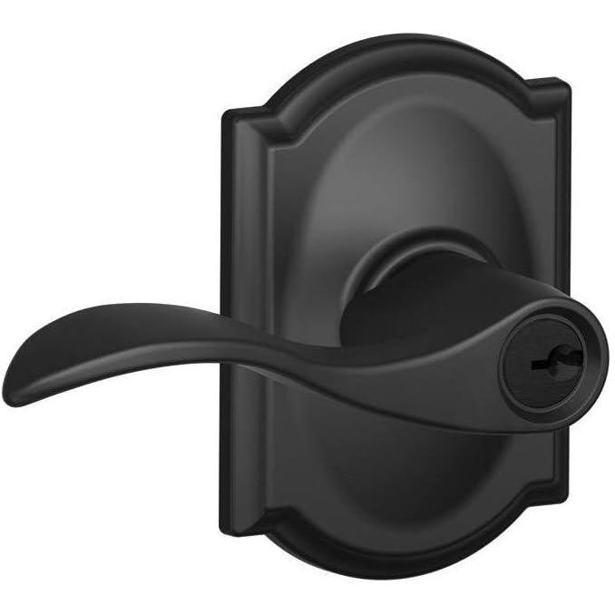 image:imageSCHLAGE Accent Lever with Camelot Trim Keyed Entry Lock in Matte Black F51A ACC 622 CAMKeyed Entry