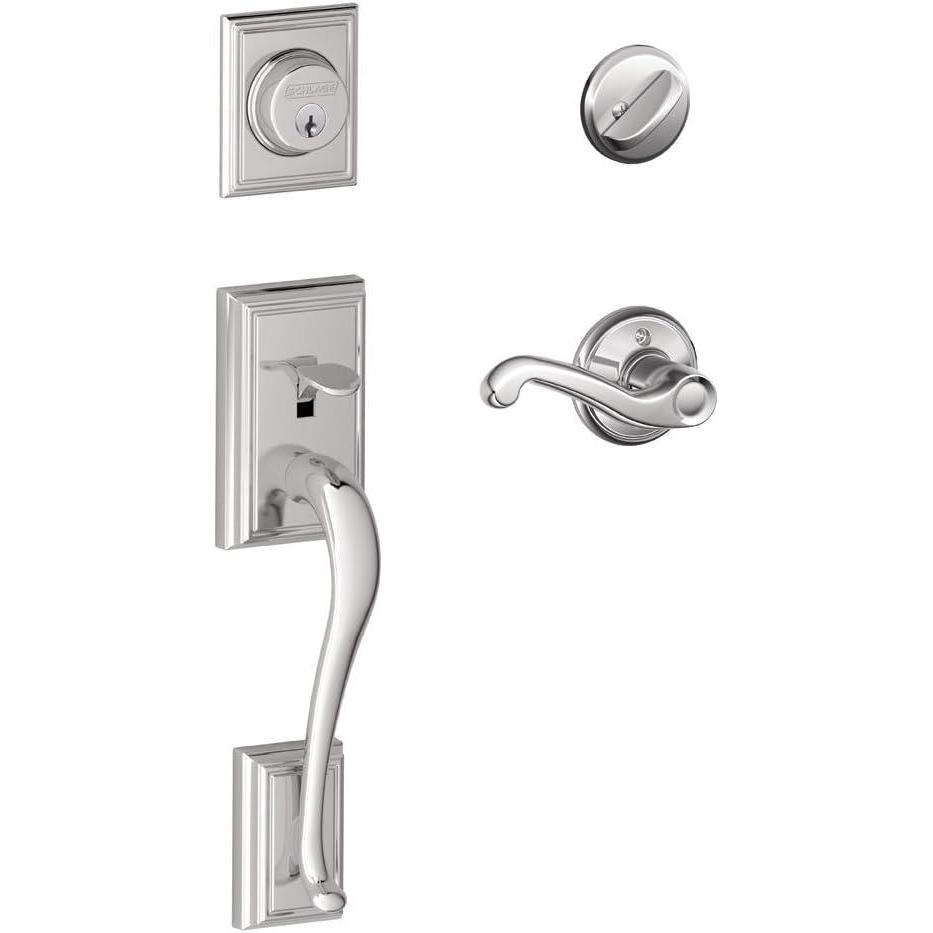 image:imageSCHLAGE Addison Single Cylinder Handleset and Right Hand Flair Lever Bright Chrome F60 ADD 625 FLA RH